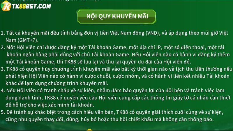 Nội quy khuyến mãi