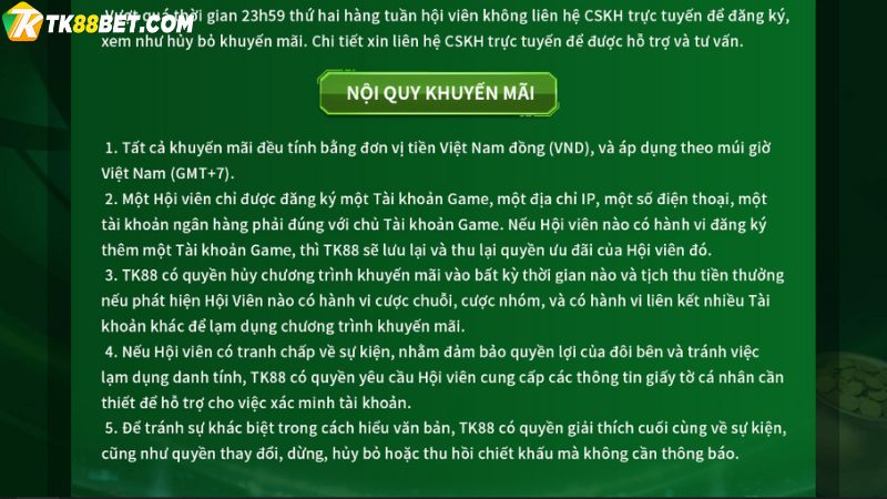 Nội quy khuyến mãi